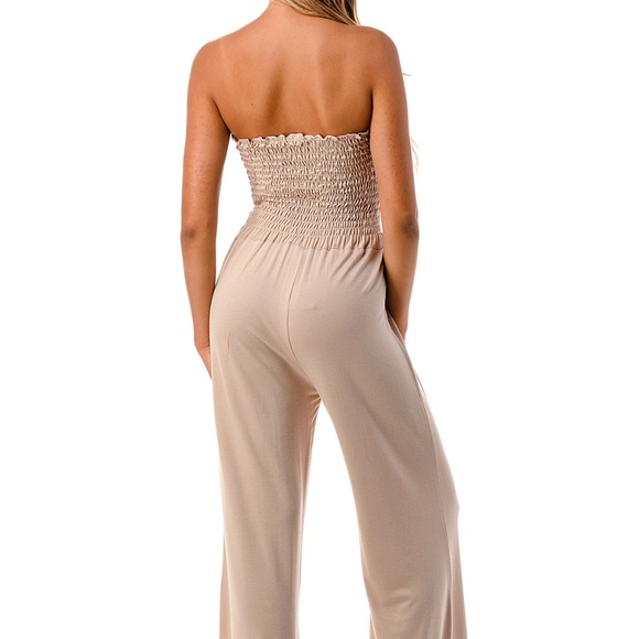 Women Solid Strapless Jumpsuit, Tie Dye Jumpsuit - Picture 3 of 4